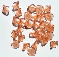 30 9mm Transparent Rosaline Three Petal Drop Flower Beads